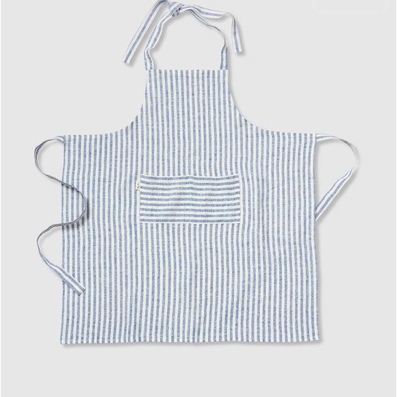 New!! Magic Linen 100% Linen Bib Apron Blue Unisex One Size - Picture 1 of 5